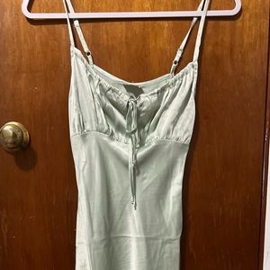 Sage green midi satin dress, never worn (no tags)